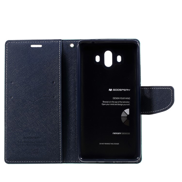 MERCURY GOOSPERY Fancy Diary Leather Folio Flip Phone Cover for Huawei Mate 10 - Cyan-7