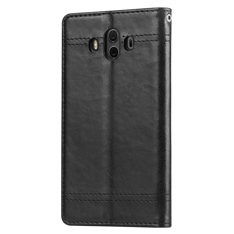 Retro Style Auto-absorbed PU Leather Wallet Stand Case for Huawei Mate 10 - Black-4