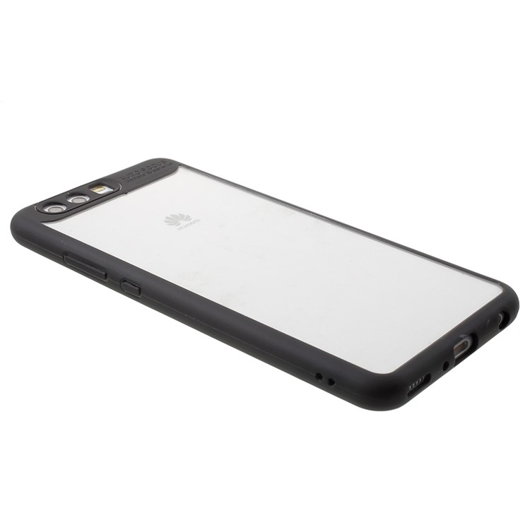 Silicone Edge + Crystal Acrylic Back Hybrid Shell Case for Huawei P10 Plus - Black-3