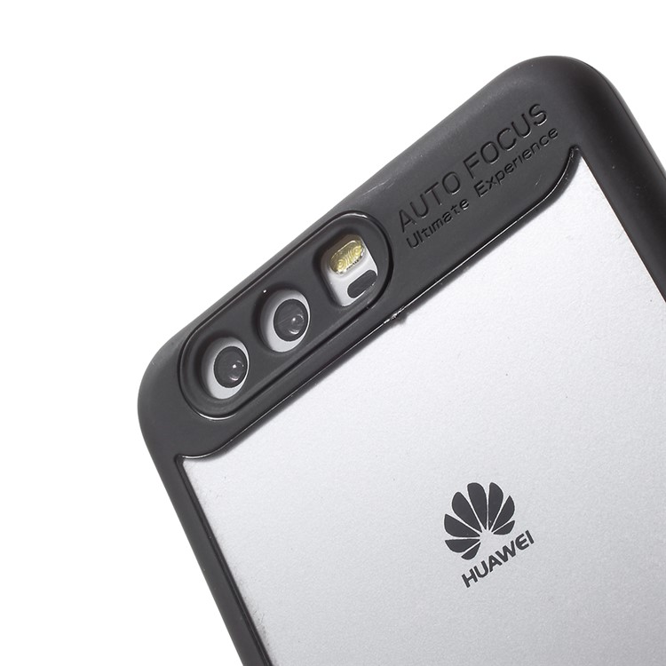 Silicone Edge + Crystal Acrylic Back Hybrid Shell Case for Huawei P10 Plus - Black-5