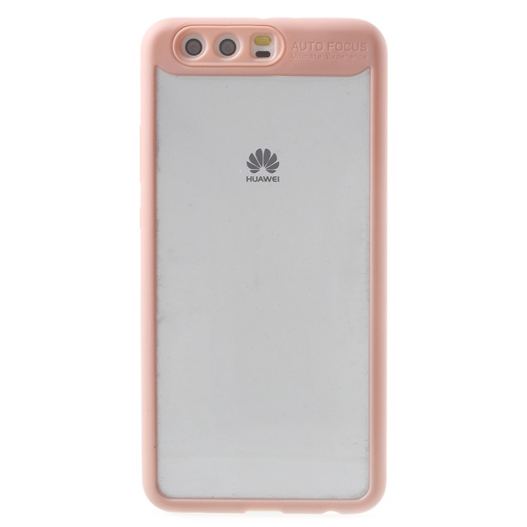 Silicone Edge + Crystal Acrylic Back Hybrid Shell Cover Case for Huawei P10 Plus - Pink-1