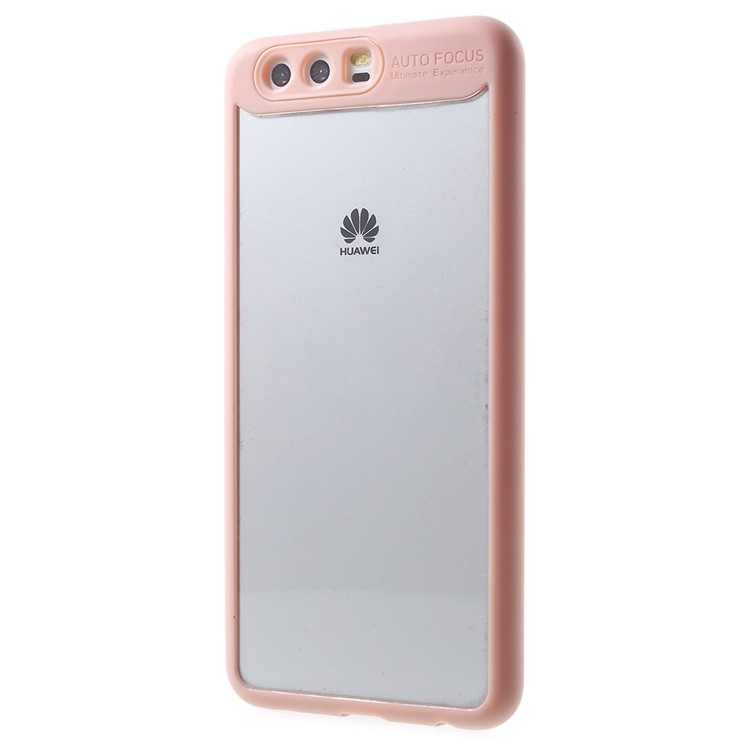 Silicone Edge + Crystal Acrylic Back Hybrid Shell Cover Case for Huawei P10 Plus - Pink-3