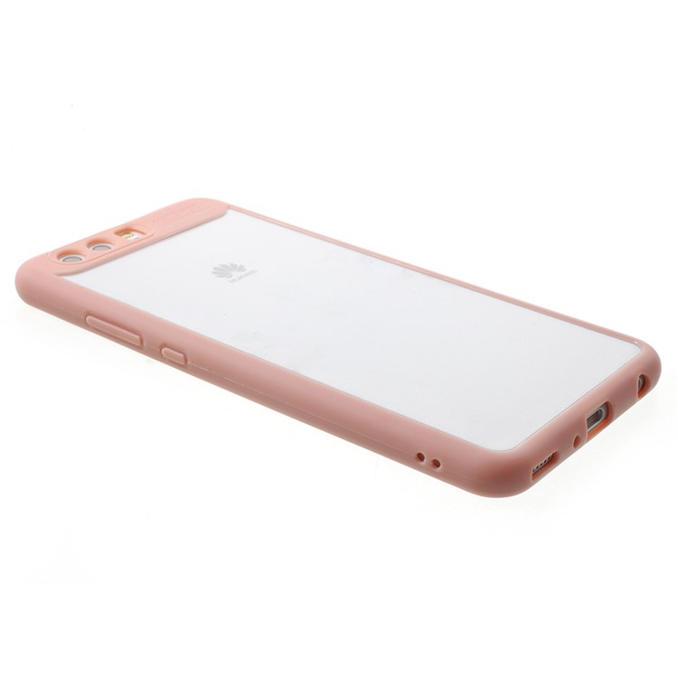 Silicone Edge + Crystal Acrylic Back Hybrid Shell Cover Case for Huawei P10 Plus - Pink-4