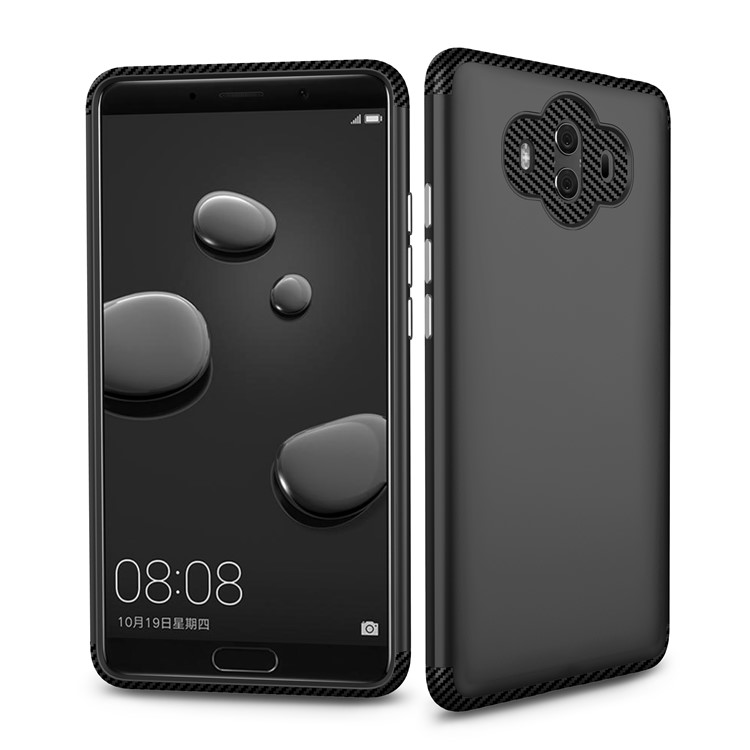 Carbon Fiber Texture Matte Plastic TPU Hybrid Phone Case for Huawei Mate 10 - Black-1