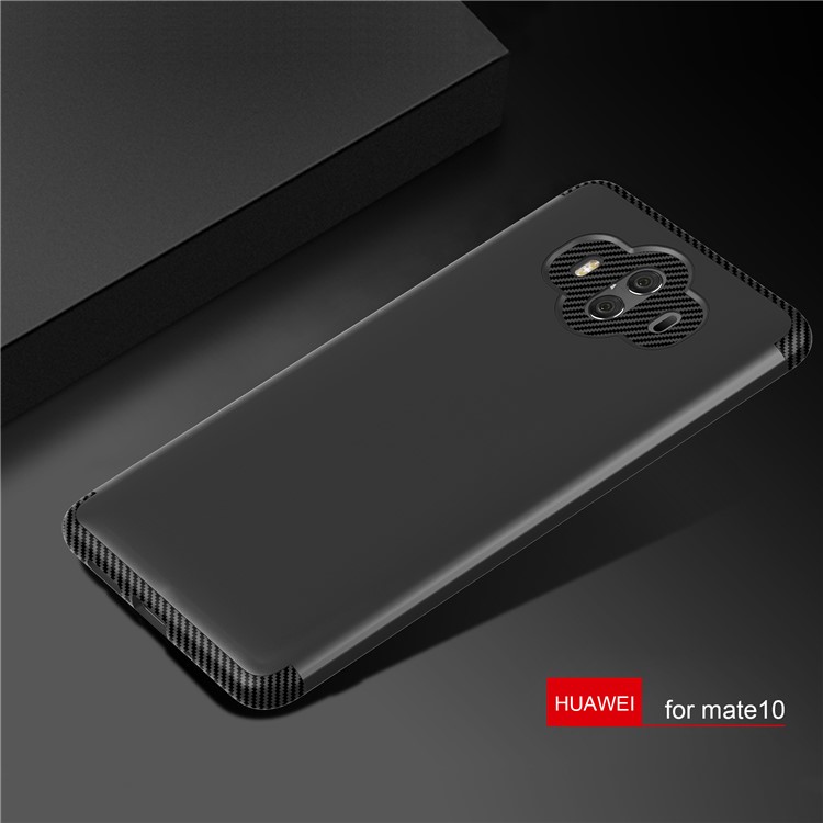 Carbon Fiber Texture Matte Plastic TPU Hybrid Phone Case for Huawei Mate 10 - Black-2