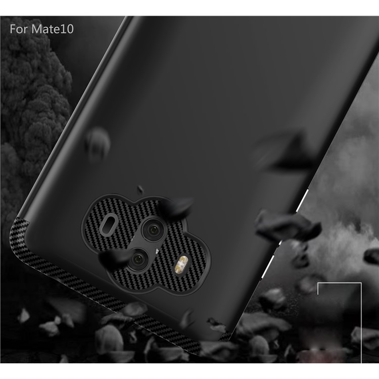 Carbon Fiber Texture Matte Plastic TPU Hybrid Phone Case for Huawei Mate 10 - Black-3