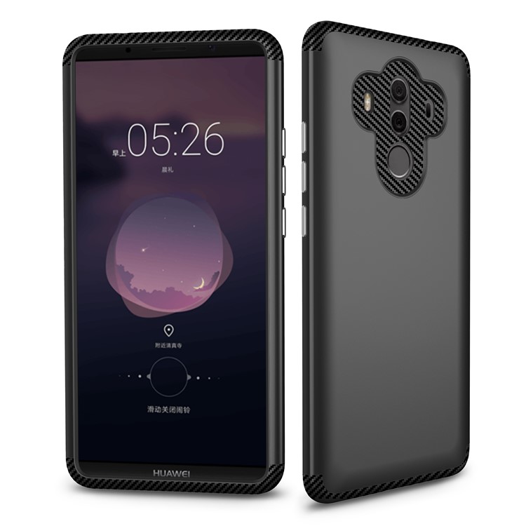 Carbon Fiber Texture Matte PC + TPU Hybrid Mobile Case for Huawei Mate 10 Pro - Black-1