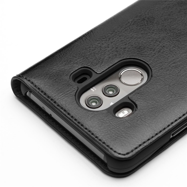 QIALINO Classic Genuine Leather Auto-wake/sleep Card Slot Cell Phone Case for Huawei Mate 10 Pro - Black-5