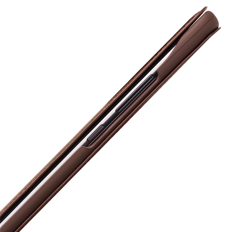 QIALINO Classic Genuine Leather Auto-wake/sleep Card Slot Cell Phone Cover for Huawei Mate 10 Pro - Brown-3