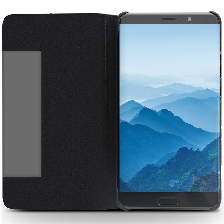 QIALINO Black Square Smart View Window Cowhide Leather Flip Cover Case for Huawei Mate 10 - Black-3
