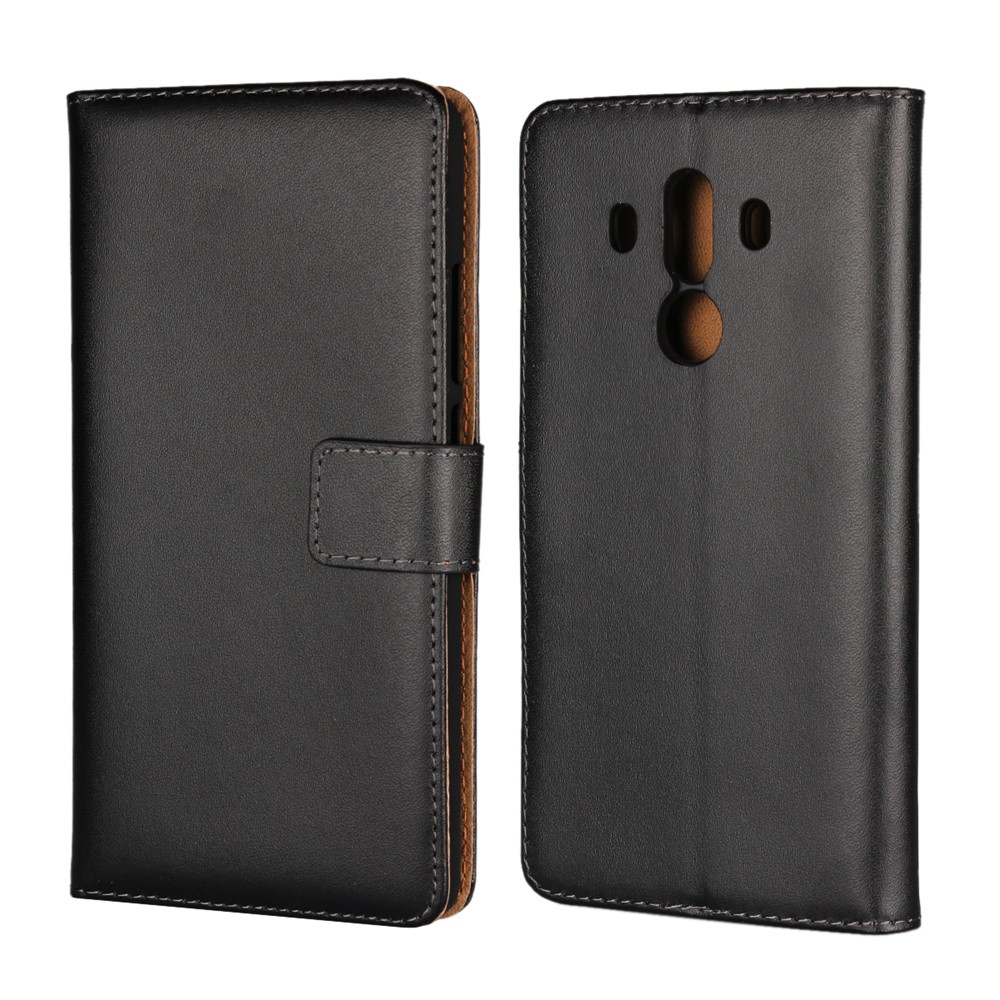Crazy Horse Genuine Leather Magnetic Wallet Case for Huawei Mate 10 Pro - Black-1