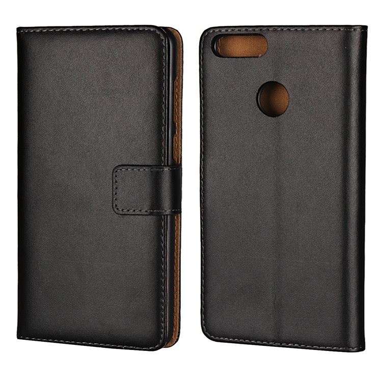 Crazy Horse Genuine Leather Magnetic Wallet Case for Huawei Honor 7X - Black-1