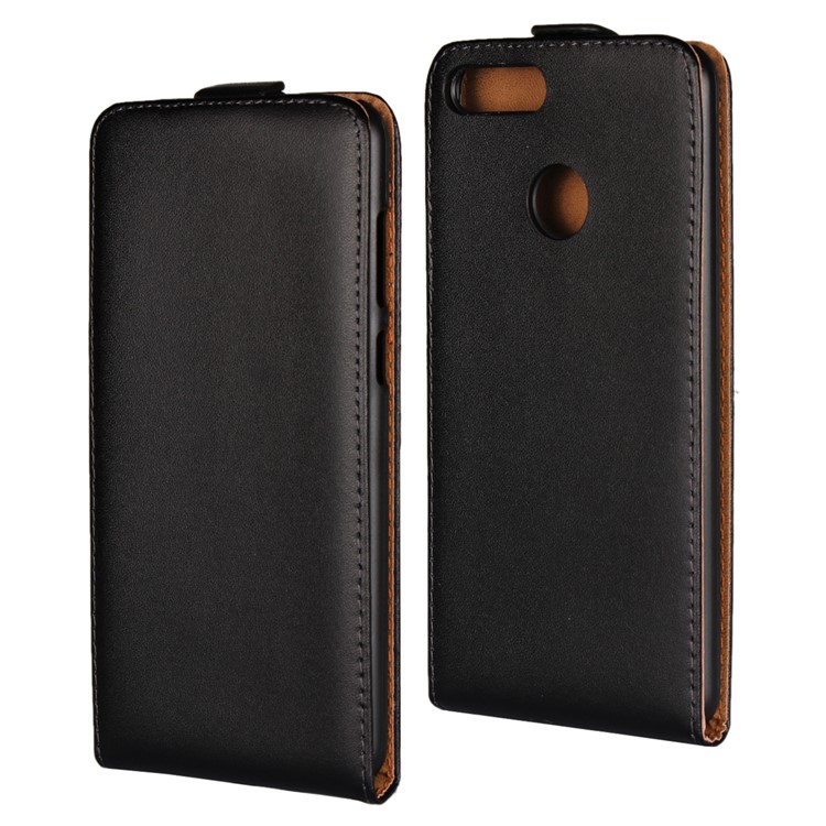 Split Leather Vertical Flip Phone Protective Case for Huawei Honor 7X - Black-1
