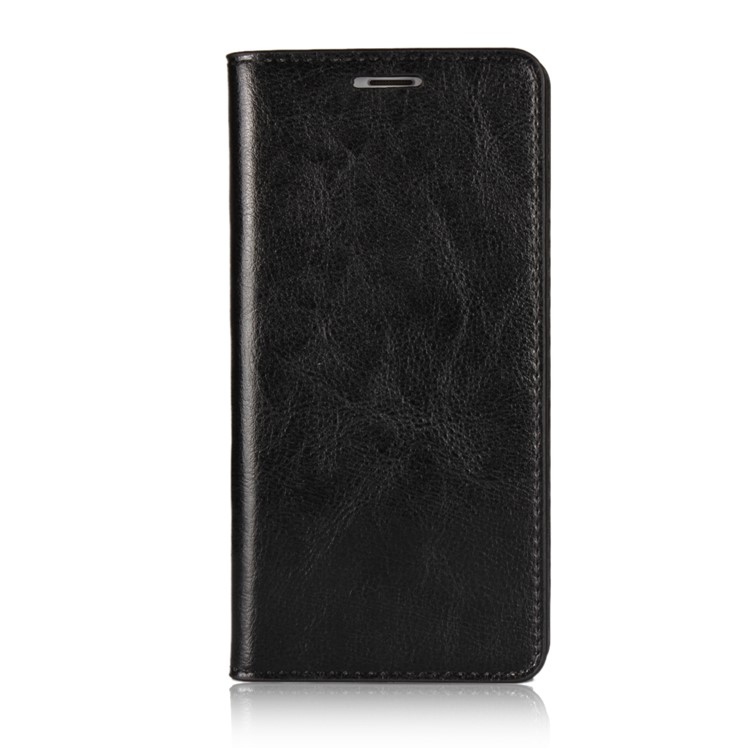 For Huawei Honor 7X Crazy Horse Genuine Leather Wallet Case with Stand - Black-2