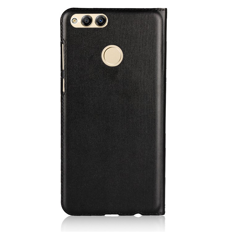 Dual View Window Slim Leather Protective Case for Huawei Honor 7X - Black-3