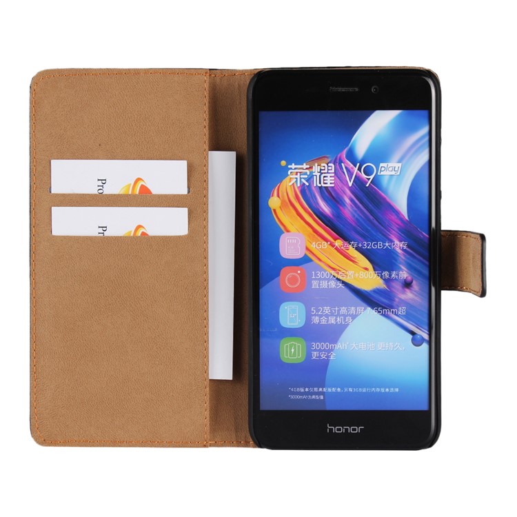 Leder Brieftasche Ständer Schutzhülle Für Huawei Ehre 6C Pro / V9 Spielen - Schwarz-7