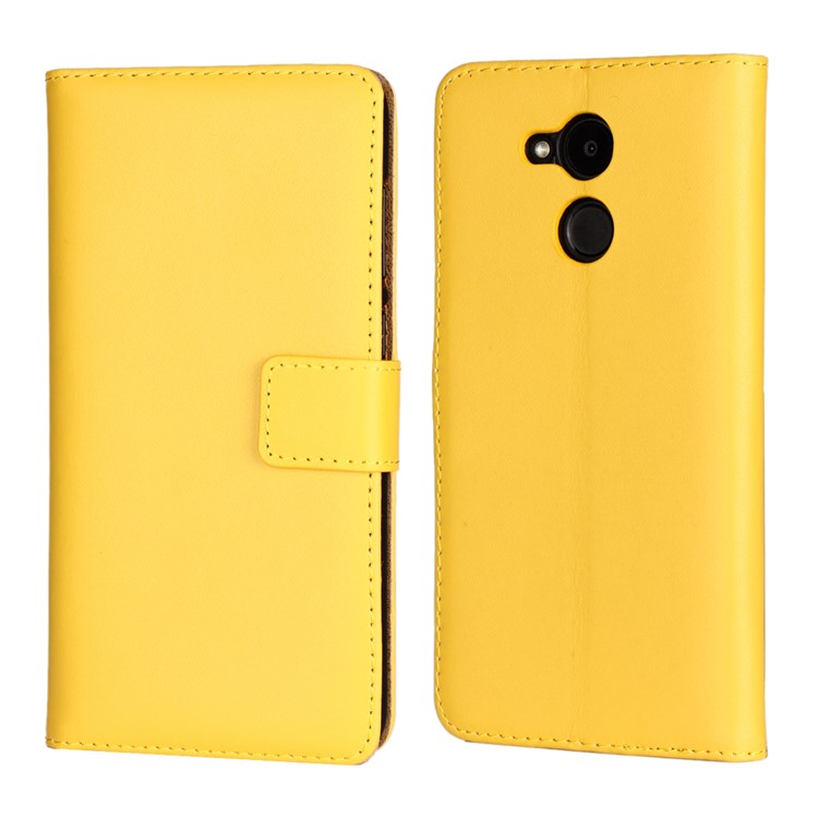 Split Leather Wallet Mobile Case with Stand for Huawei Honor 6C Pro / V9 Play - Yellow-1