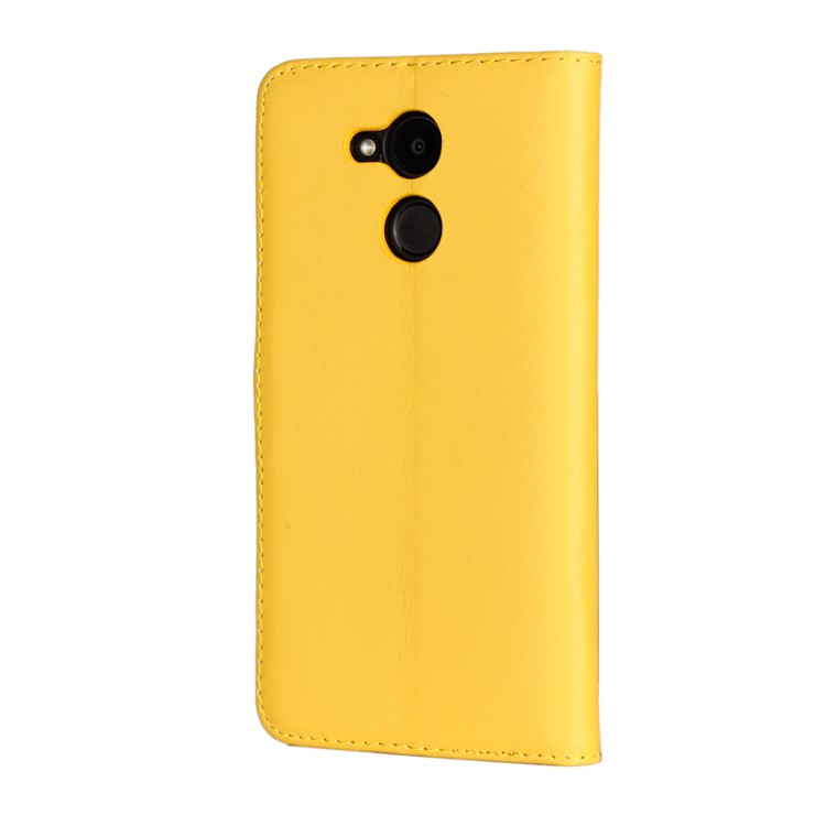 Split Leather Wallet Mobile Case with Stand for Huawei Honor 6C Pro / V9 Play - Yellow-3