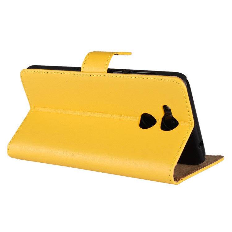 Split Leather Wallet Mobile Case with Stand for Huawei Honor 6C Pro / V9 Play - Yellow-4