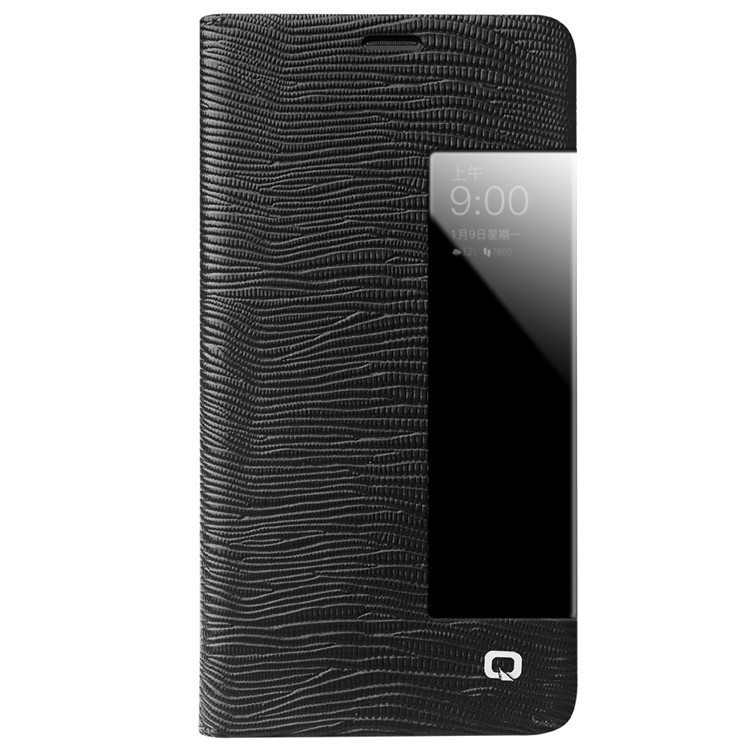 QIALINO View Window Smart Lizard Texture Leather Phone Case for Huawei Mate 10 - Black-2