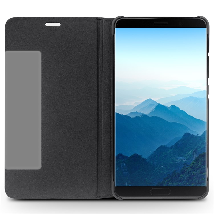 QIALINO View Window Smart Lizard Texture Leather Phone Case for Huawei Mate 10 - Black-3