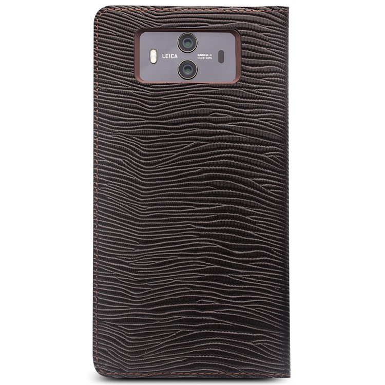 QIALINO View Window Smart Lizard Texture Leather Phone Casing for Huawei Mate 10 - Brown-4