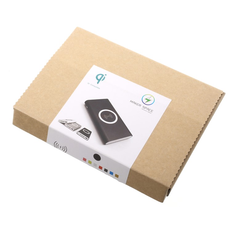 Qi Wireless Charge + Power Bank 10000mAh USB Output External Battery for iPhone X/8/8 Plus Etc. - Black-10