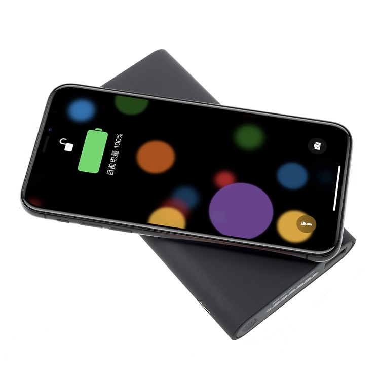 Qi Wireless Charge + Power Bank 10000mAh USB Output External Battery for iPhone X/8/8 Plus Etc. - Black-2
