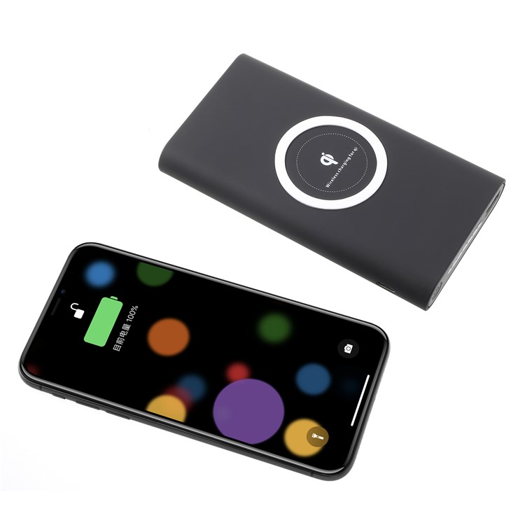 Qi Wireless Charge + Power Bank 10000mAh USB Output External Battery for iPhone X/8/8 Plus Etc. - Black-3