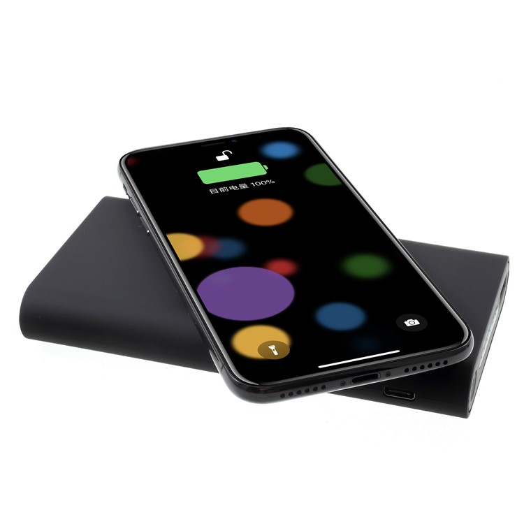 Qi Wireless Charge + Power Bank 10000mAh USB Output External Battery for iPhone X/8/8 Plus Etc. - Black-4