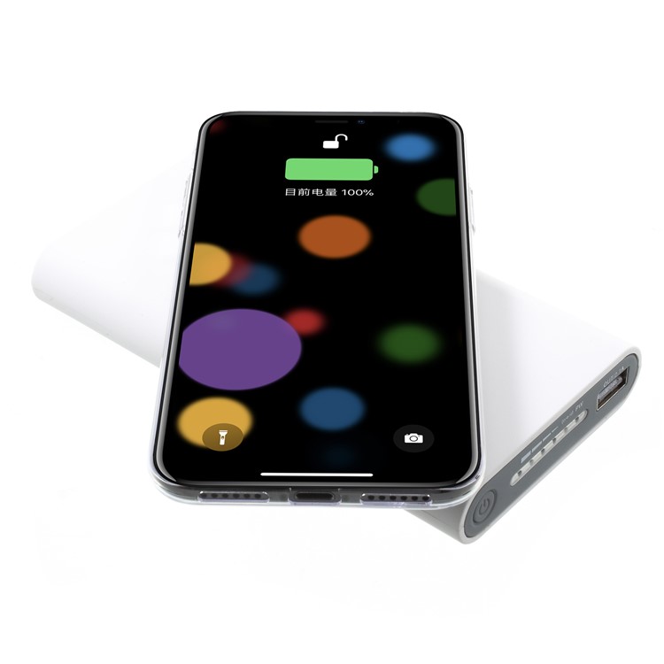 Portable Qi Wireless + Charge Power Bank 10000mAh USB Output External Battery for iPhone X/8/8 Plus Etc. - White-2