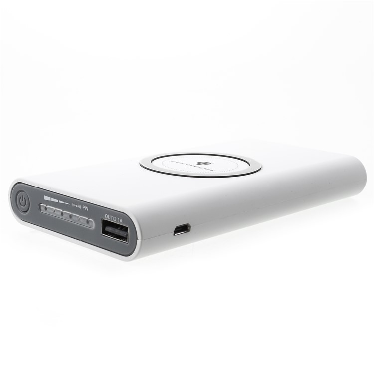 Portable Qi Wireless + Charge Power Bank 10000mAh USB Output External Battery for iPhone X/8/8 Plus Etc. - White-4