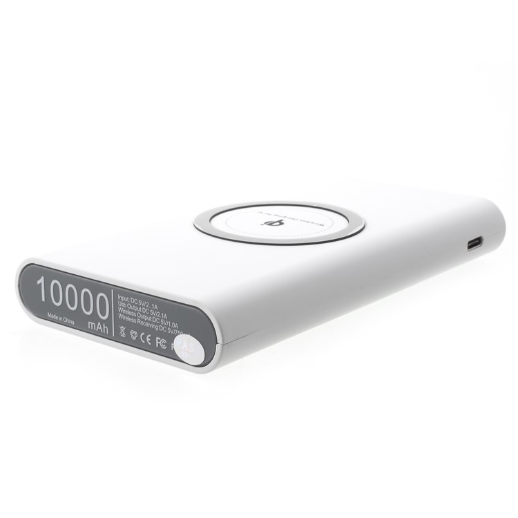 Portable Qi Wireless + Charge Power Bank 10000mAh USB Output External Battery for iPhone X/8/8 Plus Etc. - White-7