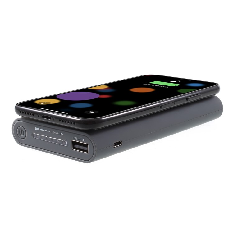 Qi Wireless Charge + Power Bank 2-in-1 10000mAh USB Output External Battery for iPhone X/8/8 Plus Etc. - Grey-3