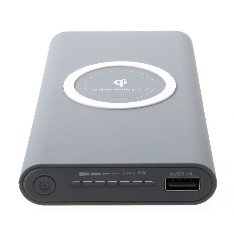 Qi Wireless Charge + Power Bank 2-in-1 10000mAh USB Output External Battery for iPhone X/8/8 Plus Etc. - Grey-4