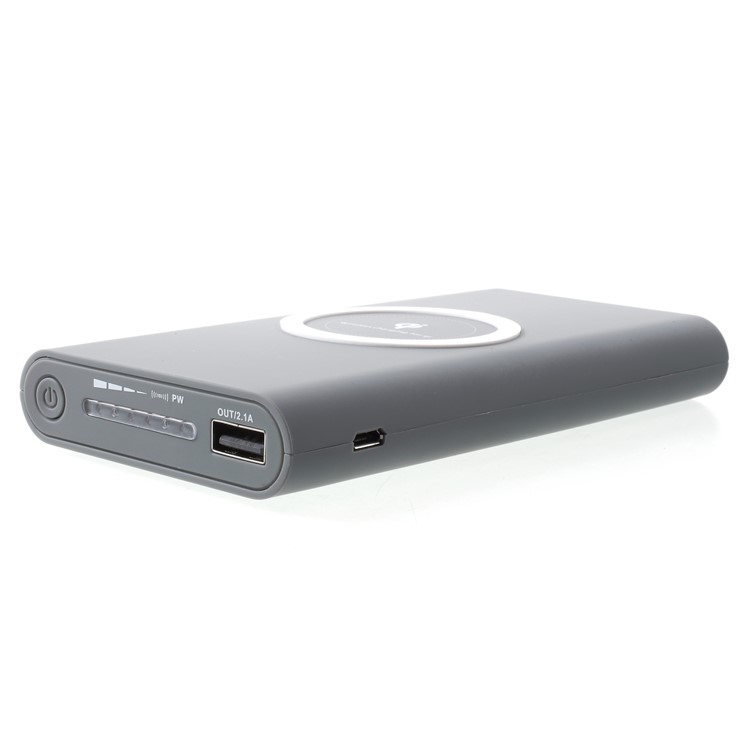 Qi Wireless Charge + Power Bank 2-in-1 10000mAh USB Output External Battery for iPhone X/8/8 Plus Etc. - Grey-5