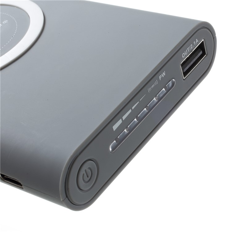 Qi Wireless Charge + Power Bank 2-in-1 10000mAh USB Output External Battery for iPhone X/8/8 Plus Etc. - Grey-9