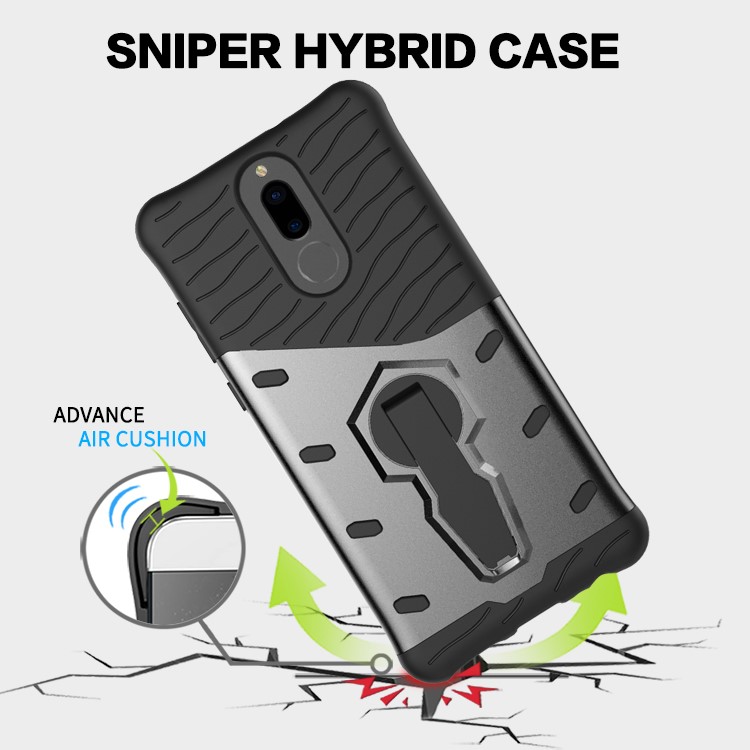 Armor PC + TPU Case with Rotary Kickstand for Huawei nova 2i / Honor 9i(India) / Mate 10 Lite / Maimang 6 / G10 - Grey-3
