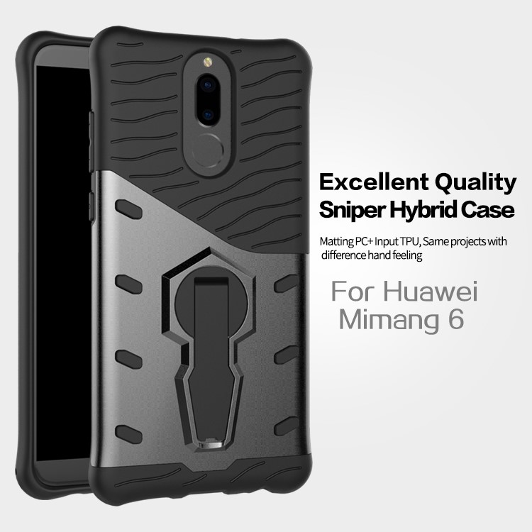 Armor PC + TPU Case with Rotary Kickstand for Huawei nova 2i / Honor 9i(India) / Mate 10 Lite / Maimang 6 / G10 - Grey-5