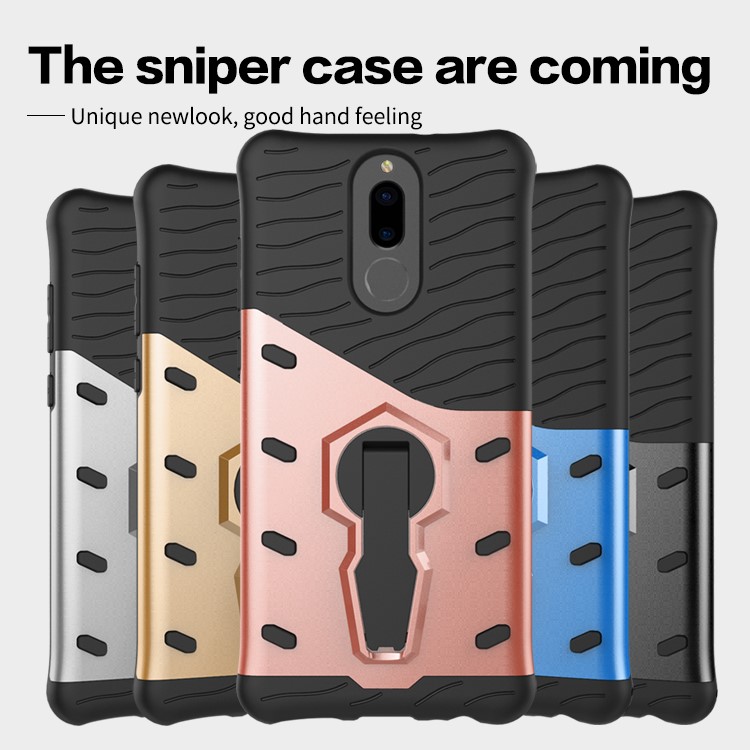 Armor PC + TPU Case with Rotary Kickstand for Huawei nova 2i / Honor 9i(India) / Mate 10 Lite / Maimang 6 / G10 - Grey-6