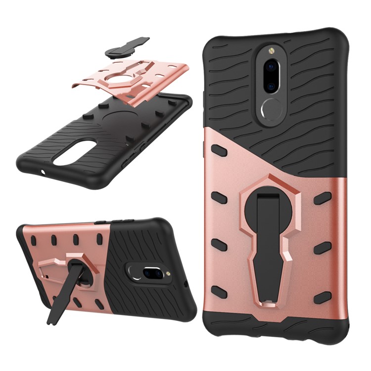 Armor PC + TPU Shell with Rotary Kickstand for Huawei nova 2i / Honor 9i(India) / Mate 10 Lite / Maimang 6 / G10 - Rose Gold-1