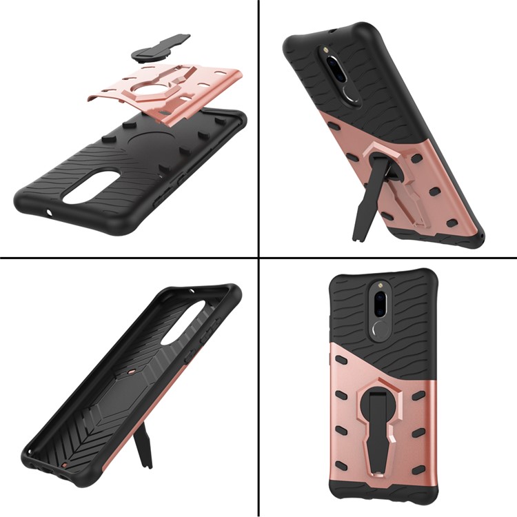 Armor PC + TPU Shell with Rotary Kickstand for Huawei nova 2i / Honor 9i(India) / Mate 10 Lite / Maimang 6 / G10 - Rose Gold-15