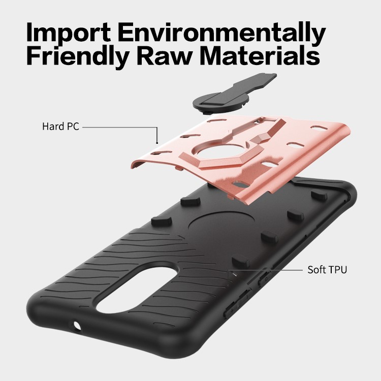 Armor PC + TPU Shell with Rotary Kickstand for Huawei nova 2i / Honor 9i(India) / Mate 10 Lite / Maimang 6 / G10 - Rose Gold-16