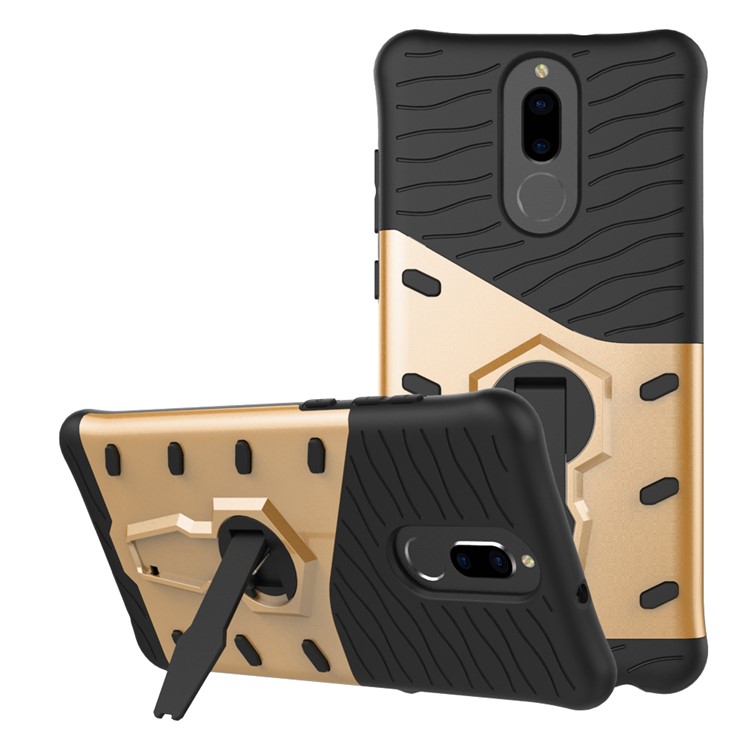 Armor PC + TPU Casing with Rotary Kickstand for Huawei nova 2i / Honor 9i(India) / Mate 10 Lite / Maimang 6 / G10 - Gold-2