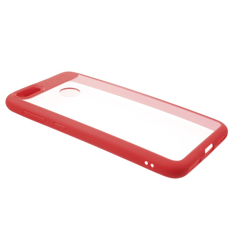 Silicone Frame + Transparent Acrylic Back Hybrid Case for Huawei P9 lite mini / Enjoy 7 / Y6 Pro (2017) - Red-2