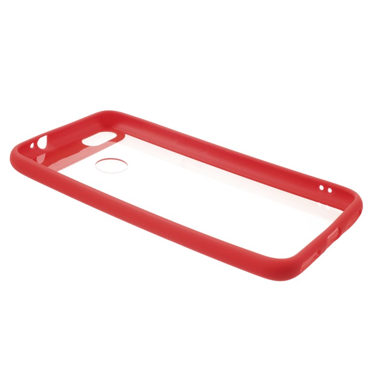 Silicone Frame + Transparent Acrylic Back Hybrid Case for Huawei P9 lite mini / Enjoy 7 / Y6 Pro (2017) - Red-3