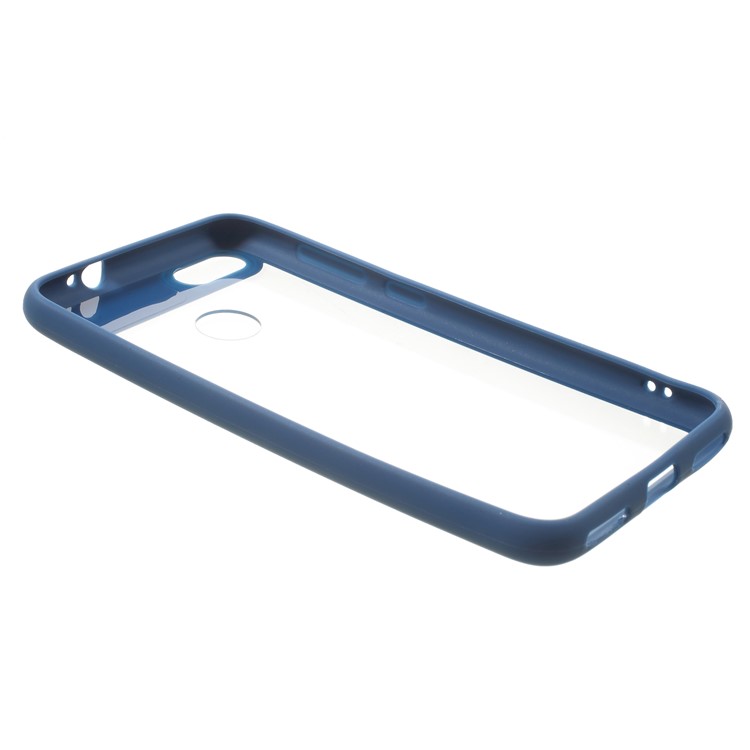 Silicone Frame + Transparent Acrylic Combo Shell for Huawei P9 lite mini / Enjoy 7 / Y6 Pro (2017) - Blue-3