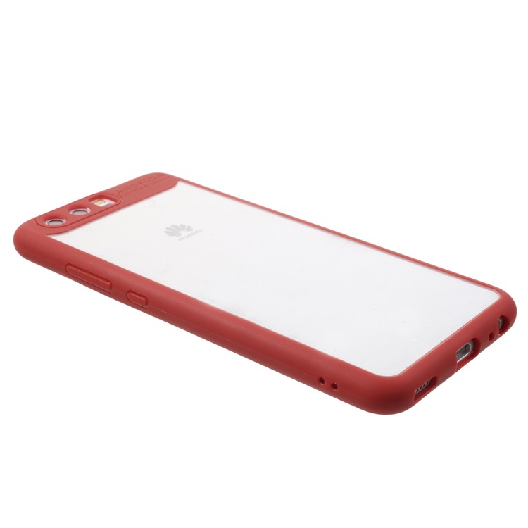 Transparent Acrylic Back + TPU Frame Hybrid Phone Case for Huawei P10 - Red-3