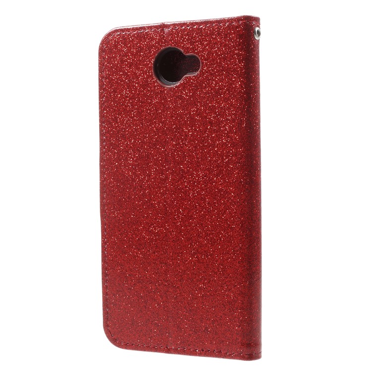 Flash Powder PU Leather Wallet Case for Huawei Y7 (2017) - Red-2