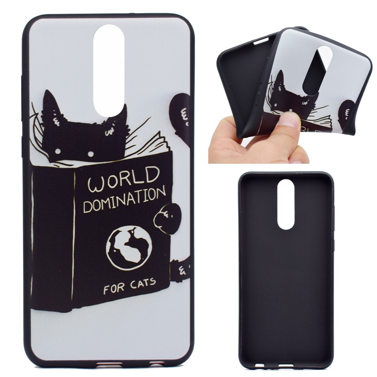 Printing Pattern TPU Protection Mobile Case for Huawei Mate 10 Lite / nova 2i / Maimang 6 / Honor 9i (India) - Cat Reading Book-1